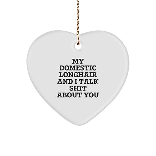 Funny Domestic Longhair Cat Heart Ornament, Quotes for Cat Lovers,