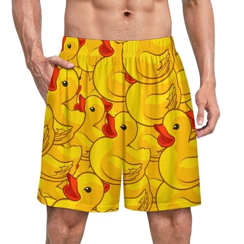 Rubber Yellow Duck Men's Satin Pajama Boxer Shorts Silk Feeling Lounge Sleep Underwear