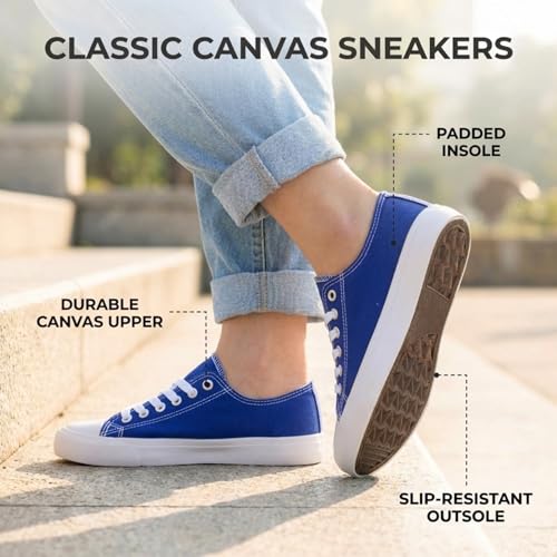 Image of Canvas Shoes for Women, Women's Fashion Sneakers | Casual Low Top, Lace Up, Rubber Sole, Canvas Upper, Cushioned Insole