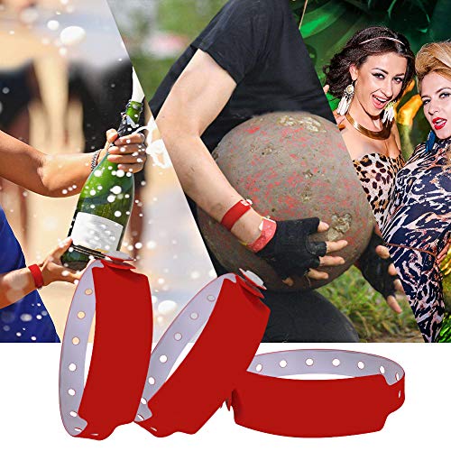 Wristall Red Plastic Wristbands 100 Pack - Colored Wristbands For Events, Vinyl Wrist Bands Of Party #TOP4