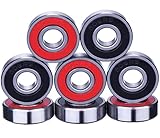 rodamientos de bolas de acero inoxidable Doble blindaje: los cojinetes de la patineta están blindados en ambos lados para mantener el lubricante adentro y mantener fuera la basura ambiental para evitar reducir la velocidad y la vida útil de los cojinetes.