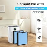 2 Pack HAP603 Replacement Filter Compatible with ECOSELF HAP603/ HAP603WF Air Purifier, 3-Stage Filtration, H13 True HEPA Filter, # RFHAP603, Blue