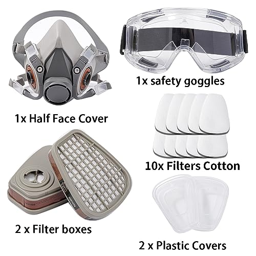 Wytcyic Reusable Half Face Respirаtor, Gas Cover Organic Vapor Mask and Dust-proof Face Cover, Protection for Painting, Mechanical Polishing, Logging, Welding and Other Work - Thumbnail 2