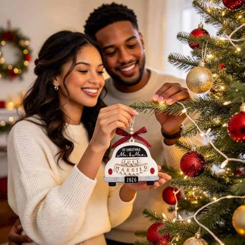 Our First Christmas Married Ornament 2026, Bridal Shower Gifts, Mr and Mrs | Newly Wed Gifts For The Couple, First Year Married Christmas Ornaments 2026, Wedding Ornament, Just Married, 1st - image 6