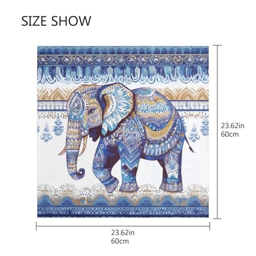 Aztec Elephant Silk Like Head Scarf for Women,Soft Fashion Neck Scarf Square Satin Head Scarf 23.6 Inches2