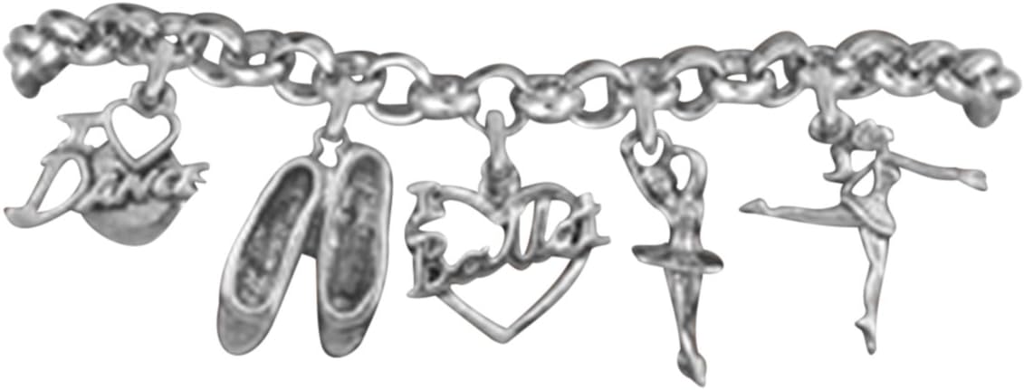 Cardinali Jewelry I Love Ballet 5 Charm Adjustable Bracelet Hypoallergenic. Safe-Nickle, Lead and Cadmium Free!