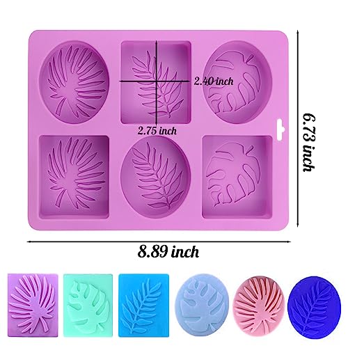 Siqinzongwa (2 Pack) Silicone Soap Molds, Tropical Leaf Silicone Molds For Homemade Soap, Hawaii Style Resin, Bath Bomb, Jello, Chocolate And Dessert (Rectangle £¦ Oval£© #TOP2