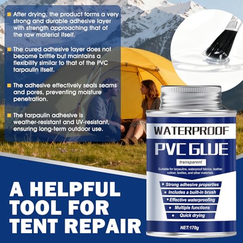 AllisWay Planenkleber, Neoprenkleber, PVC Kleber Wasserfest, Kontaktkleber Extra Stark, für Abdichten von Lkw Plane, Pvc Plane, Markisenstoff, 170g - Transparent
