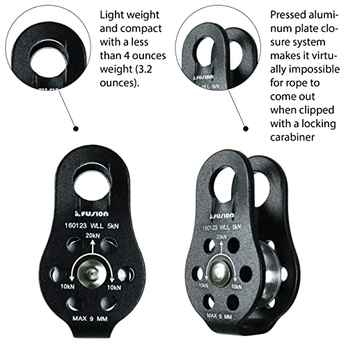 Fusion Climb Nuro Military Tactical Edition Fixed Side Aluminum Pulley Black 20Kn #TOP2