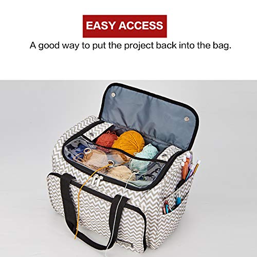 Homest Yarn Storage Bag, Large Organizer For Crochet Hooks, Needles, Yarn Skeins And Accessories, Knitting Tote With Removable Inner Dividers, Ripple (Patent Pending) #TOP2
