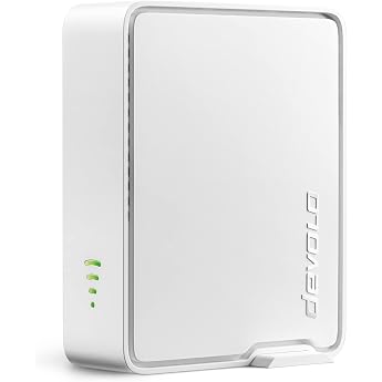 Devolo WiFi 6 Repeater 5400 WiFi Booster - up to 5400 Mbps Mesh WiFi 6 WiFi Extender Booster 2 x Gigabit LAN WiFi Repeater WiFi for Home White