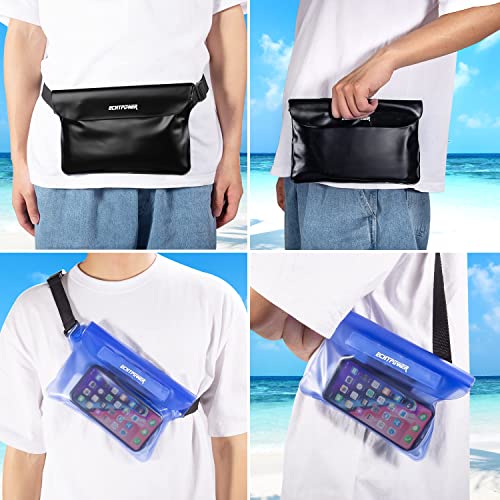 ECHTPower wasserdichte Tasche Beutel Bauchtasche Handyhülle Schutzhülle für Wassersport, Strand, Schwimmen, Bootfahren, Schutzhülle Strand-Tasche, 2 Stück schwarz+blau