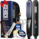 Heated Beard Straightener for Men - 5 Temperature Setting, Anti-scalding, Heated Beard Styling Comb, Beard Brush Grooming Kit, Amazing Gift for Father's Day, Anniversary & Birthday