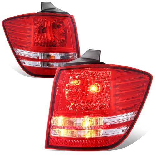 Image of Auto Dynasty Tail Lights Assembly Rear Lamps Compatible with 2009-2020 Dodge Journey, Driver and Passenger Side, Chrome Housing Red /Clear Lens, NON LED