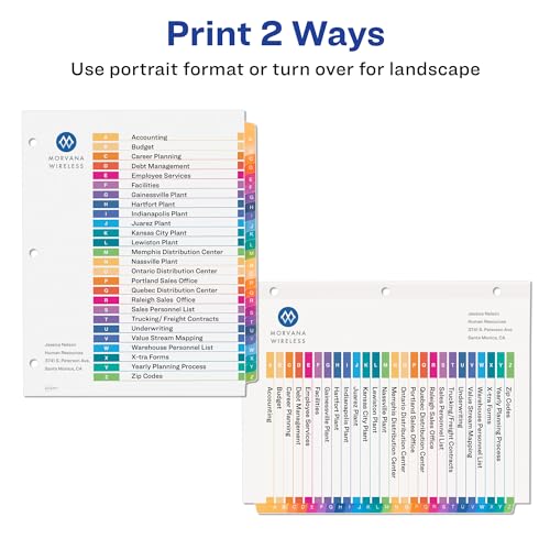 Intercalaires Avery Ready Index à onglets renforcés indéchirables classeur A4 pack de 12