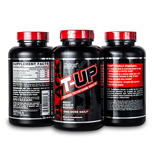 Nutrex Research T-Up Natural Testosterone Booster For Men Test Booster Muscle Enhancer And Libido Support Pills | Daa D-Aspartic Acid Supplement, Zinc, B6, B12 | 120 Capsules #TOP1