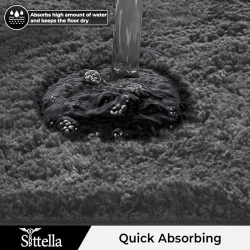 Image of SITTELLA Premium Microfiber Runner Mats (45x120 Cm) | Ultra Soft Plush Floor Rug | Anti-Skid Backing | Super Absorbent & Quick Dry | Washable Kitchen & Hallway Runner | Grey