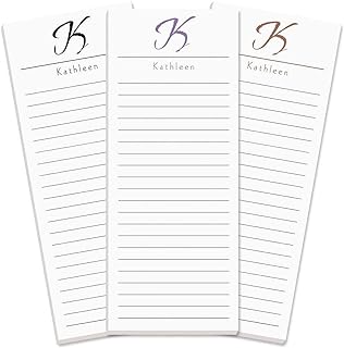 Current Personalized Name & Initial Notepad Set – Set of 3, 30-Sheet Pads, 2½ x 6½ Inches, Memo Pad, Shopping List, To-Do Notes, Office Organizer