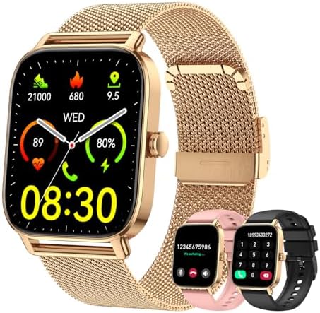 Reloj Inteligente Mujer Smartwatch con Llamadas: Oro Bluetooth Im...