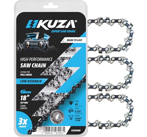 STIHL 18 Inch Chainsaw Chain 0.325 Pitch 063 Gauge 68 Drive Links German Steel fits 26RS 68 Fits Stihl (PRE 2023 .063 Gauge) 025 MS250 MS251-3005 008 4717 36390050068 (3 Chains)