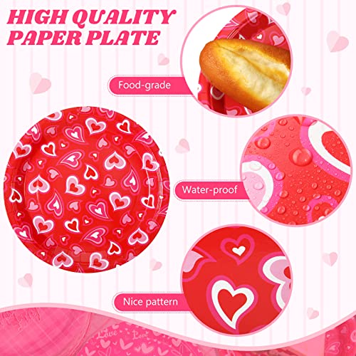60 Pcs Happy Valentine's Day Dessert Plates 9 Inch Heart Valentines Paper Plates Disposable Party Plates Dinnerware Plates Decorative Dinner Plates For Birthday Wedding Party Dessert #TOP1