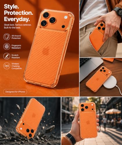 Image of DIZORO Crystal Clear Compatible with iPhone 17 Pro Max Case with Anti-Yellow Shockproof Transparent Cover with Carbon Fiber Design