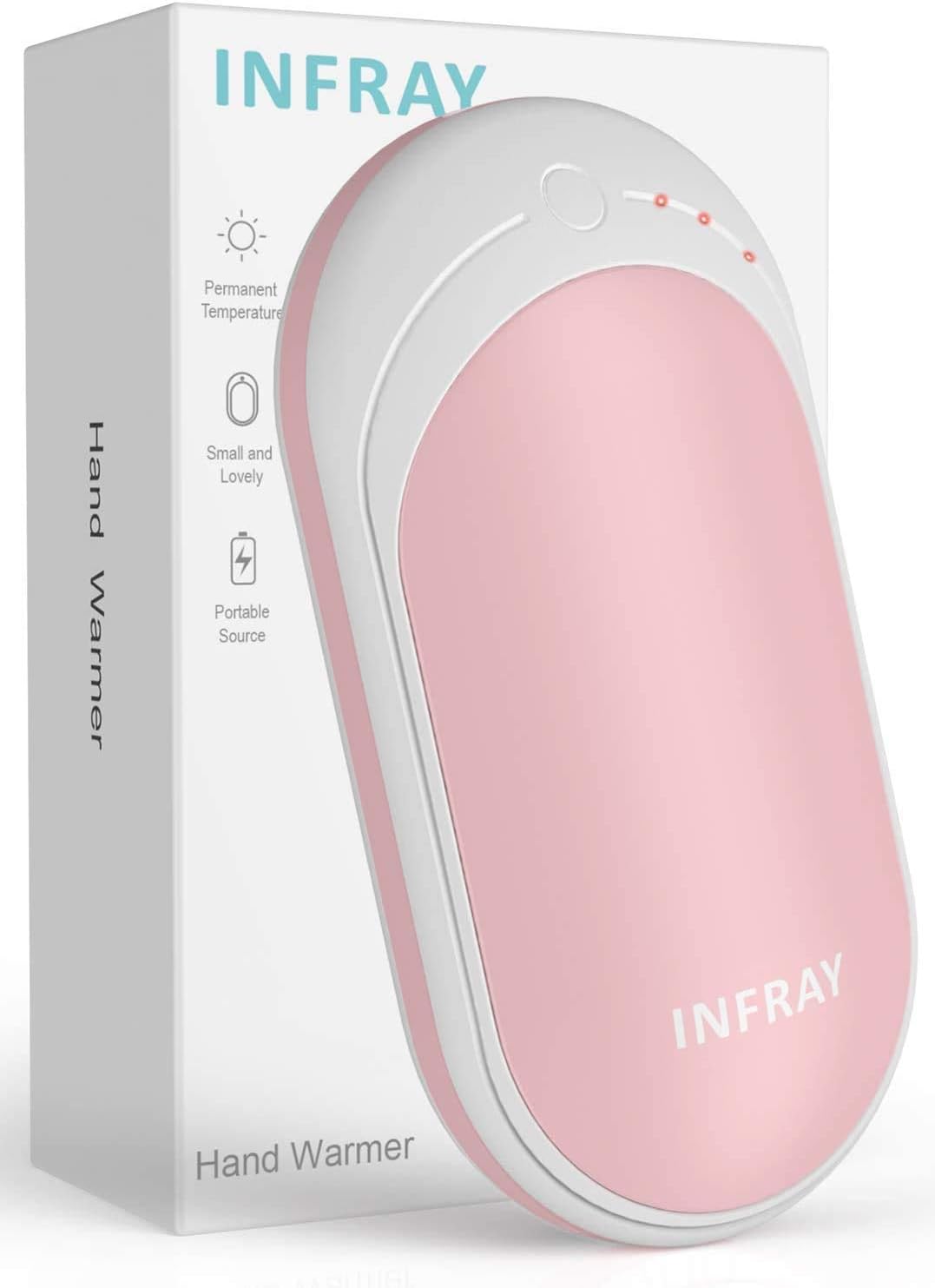 infray Hand Warmers Rechargeable, USB Electric Portable Hand Warmer 5200mAh Power Bank Double-Sided Heating Pocket Hand Heater, Mobile External Battery Ideal Winter Gift for Women Men