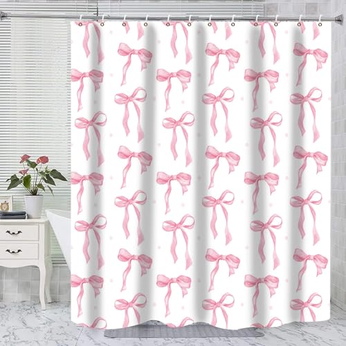 Rideau de douche imperméable 180cm en polyester motif nœud papillon - 3