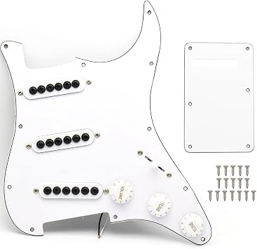Single Coil Pickups Prewired SSS Adjustable Big Screws Loaded Electric Guitar Pickguard Pickup for Fender Strandard Straocaster Guitar Accessories White