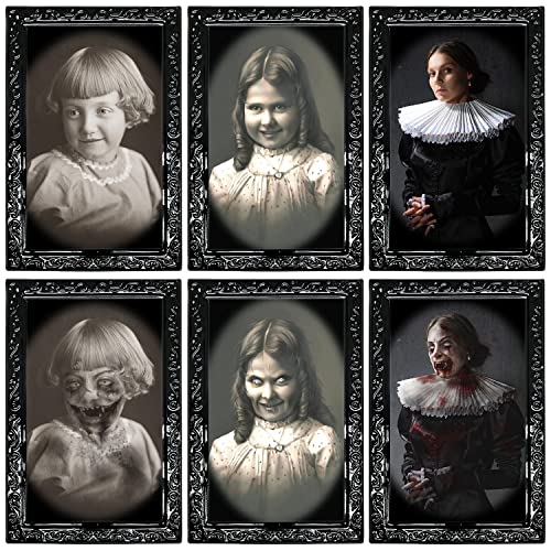 Samtop Halloween Decoration 3D Changing Face Expression Moving Portrait Picture Frames Horror Decoration Halloween Party Ghost Castle Horror House Interior Decoration Perfect Halloween Gifts-3 Pack #TOP2
