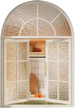 French Windows, Vintage Aluminum Alloy Frame Casement Windows, Tempered Glass Lighting Ventilation Windows for Loft Bedroom BathroomWhite-A,90x100cm