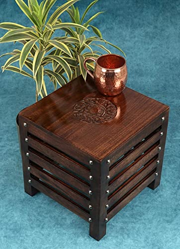 Image of Bros Moon Elegant Light Weight Centre Crafted Table Antique Classy Wooden Stool for Living and Bed Room Furniture /Out Door /Garden use /Gift /Festival