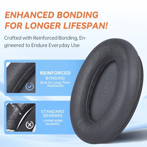 Image of Aurivor Replacement Ear Pads for Bose QuietComfort 45 35 ii (QC45 QC35) Headphones, Earpads Cushions for QC SE SC & New Quiet Comfort (Deep Bass), with Softer Foam & Protein Leather (Eclipse Grey)