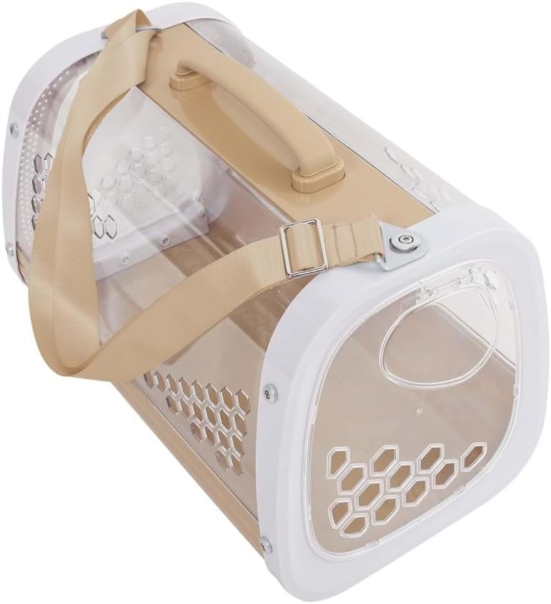Honey Pet Carrier for Cats & Dogs – Hard Shell Transparent Travel Carrier with Ventilation, Anti-Slip Base, Easy-Open Access Door (Coffee)