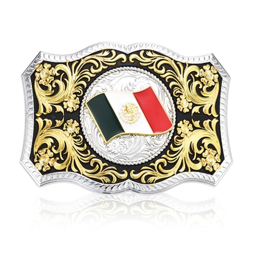BBOTEN Golden Floral Mexican Flag Buckle