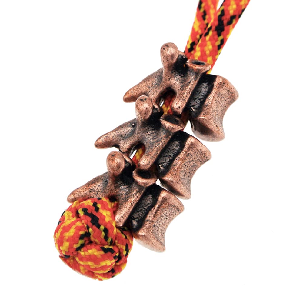 KMOATIM Retro Brass Vertebra Paracord Beads,Antique EDC Charms Pendant for Knife Lanyard Cord Bracelet Keychains Metal Accessories