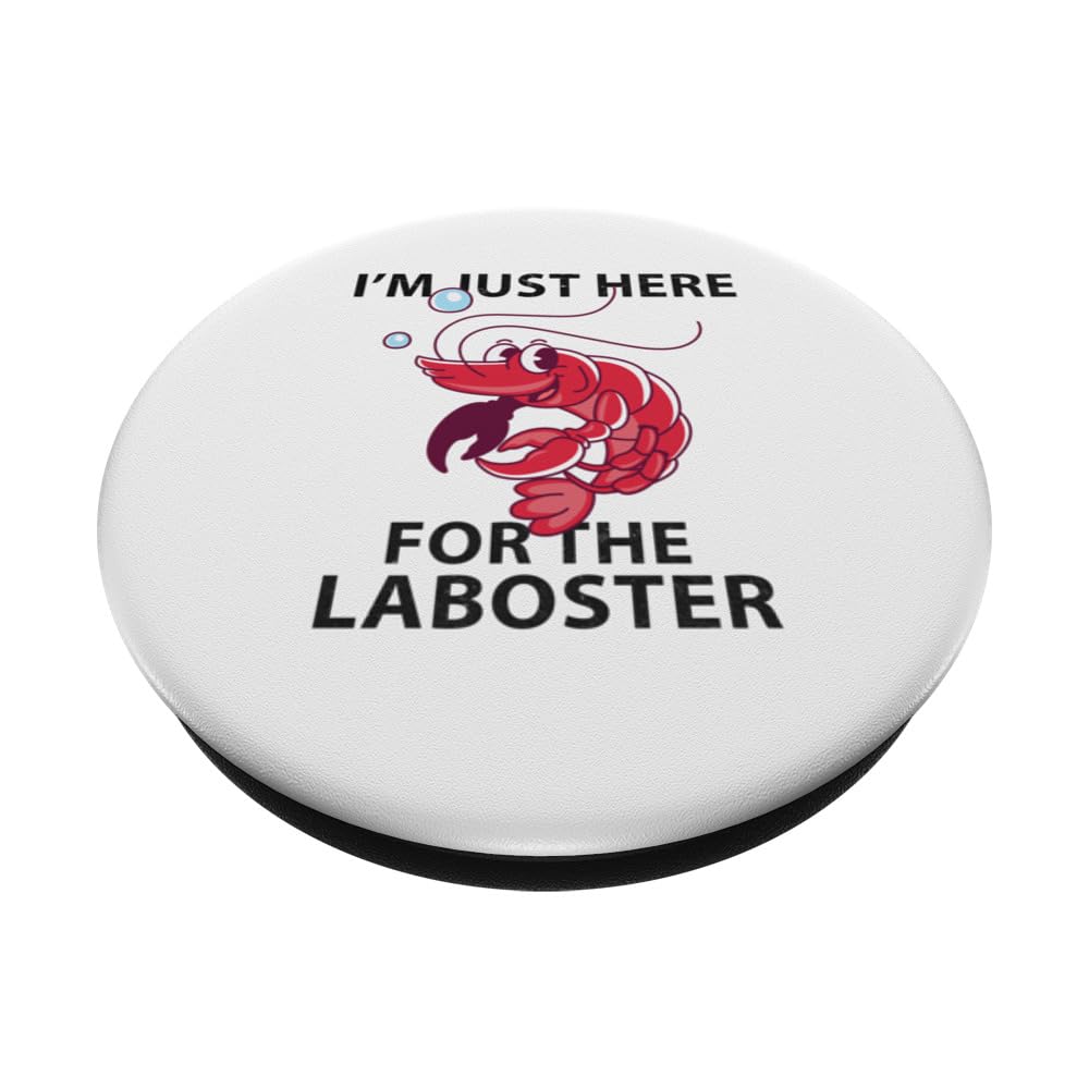 I'm Just Here For The Lobster Funny Lobster Eating Seafood PopSockets Swappable PopGrip, Black - Image 2