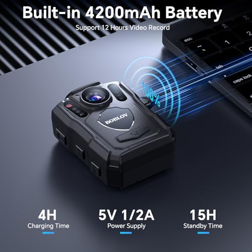 Image of BOBLOV M5 2K Body Camera with Audio, 1440P 128GB GPS Police Body Cam for Law Enforcement, 4200mAh Battery, IP67 Waterproof, Dash Cam for Cars with Suction Cup Mount