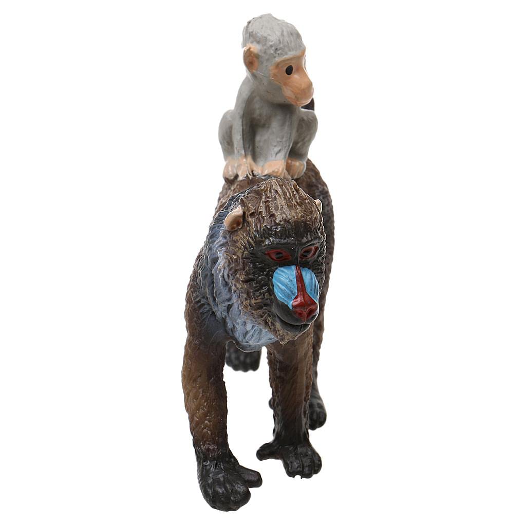 UJEAVETTE Realistic Mandrill Female with Baby Monkey Animal Model Figurine Kids Toy