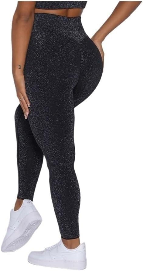 Pantalones de Yoga de Cintura Alta Leggings Brillantes Estilo Fiesta for Mujer(Carmine,M)