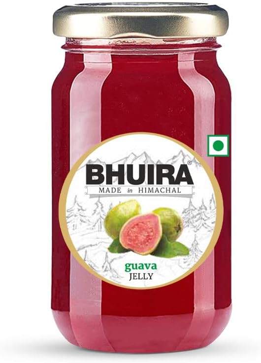Bhuira Guava Jelly - 240g | All Natural - No Added Preservatives, Artificial Colors | Handmade Himachal Vegan Spread | Breakfast Dessert Jam | Healthy Snack | Sweet Tart