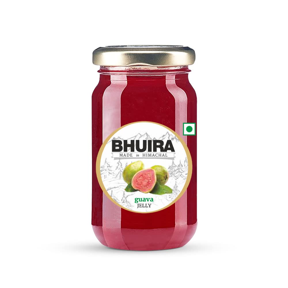 Bhuira Guava Jelly - 240g | All Natural - No Added Preservatives, Artificial Colors | Handmade Himachal Vegan Spread | Breakfast Dessert Jam | Healthy Snack | Sweet Tart