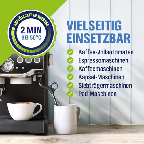 WoldoClean 2in1 Entkalkungstabletten für Kaffeevollautomaten - 2-Phasen Entkalker gegen Kalk & Korrosion, einzeln verpackt, 14 x 16g