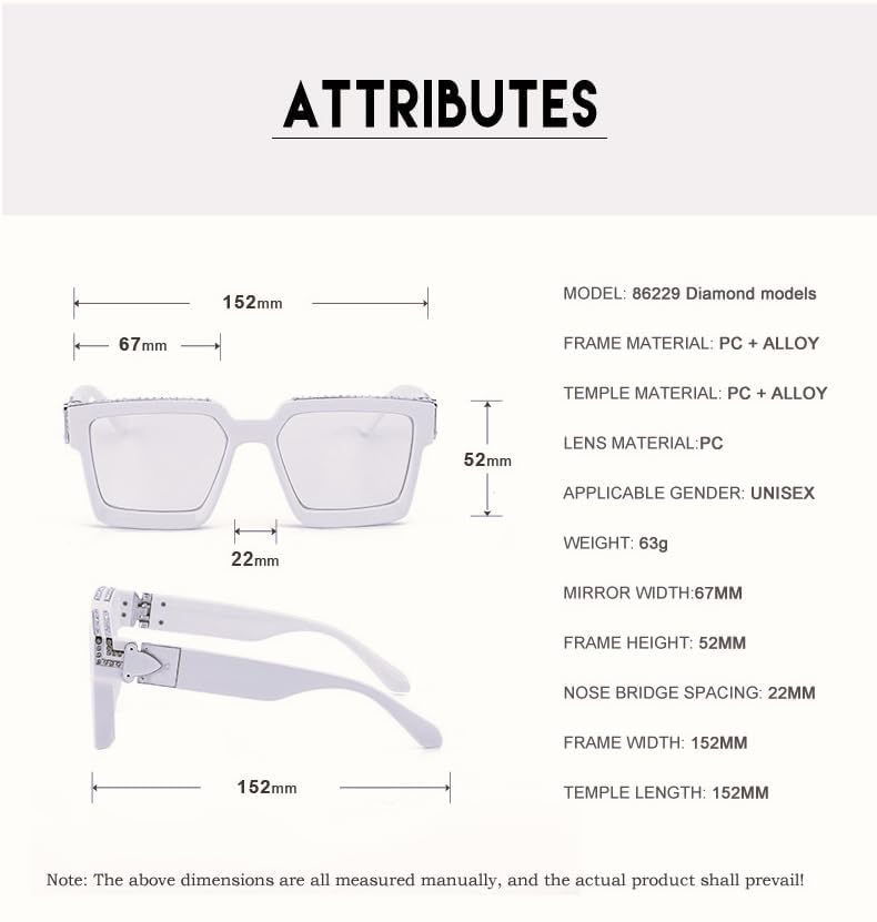 Image of Luxury Eyewear, Designer Square Sunglasses, UV 400 protection, Thick and strong Frame, for Men and Women