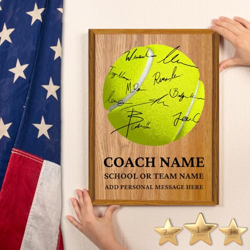 Personalized Tennis Coach Award Plaque - Custom Tennis Coach Gift, Coach Appreciation Gift for Tennis Team, Coach Gifts for Men & Women, Tennis Coach Plaque with Marker for Signatures (Tennis, 10.5" x 13")