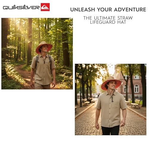 Image of Quiksilver Men's Wide Brim Outdoor Lifeguard Straw Sun Hat