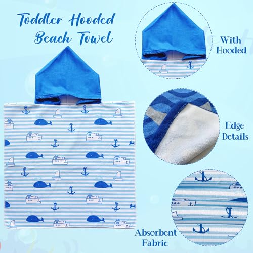 ARNUAETY Whale Beach Towel for Ages 2-4, Cute Striped Kids Hooded Bath Towel, 47.2\" x 23.6\" Super Absorbent Toddler Bath Towel - Thumbnail 4