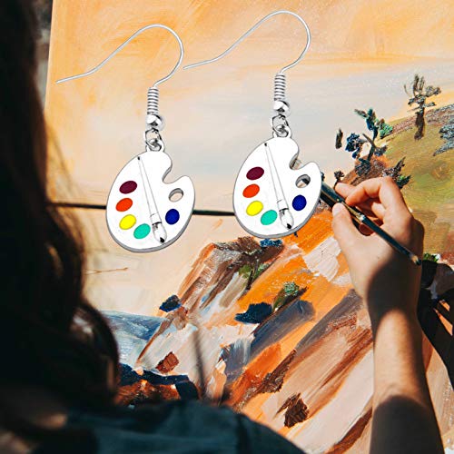 Artist Paint Brush Earrings Paint Palette Charm Earrings Colorful Painter Jewelry Artist Gift Art Teacher Gifts (Artist Paint Brush Earrings-02) #TOP5