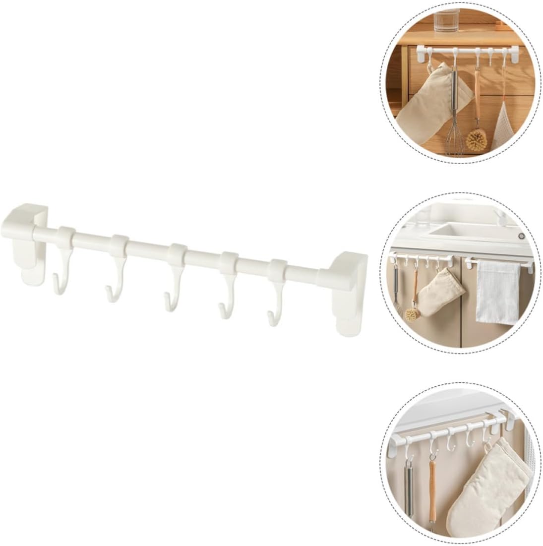 Plastic Organizer Cabinet Kitchen Hook Rack, Five Hook