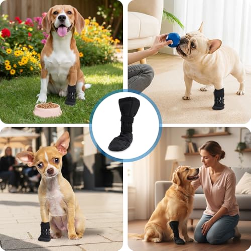 Hmcey Scarpe Per Cani,Scarpette Protezione Zampe Cane Antiscivolo,Stivali Per Cani Impermeabili,Calze Di Protezione Per Cane Regolabili Per Animali Domestici Di Piccola, Media E Grande Taglia - L - 7